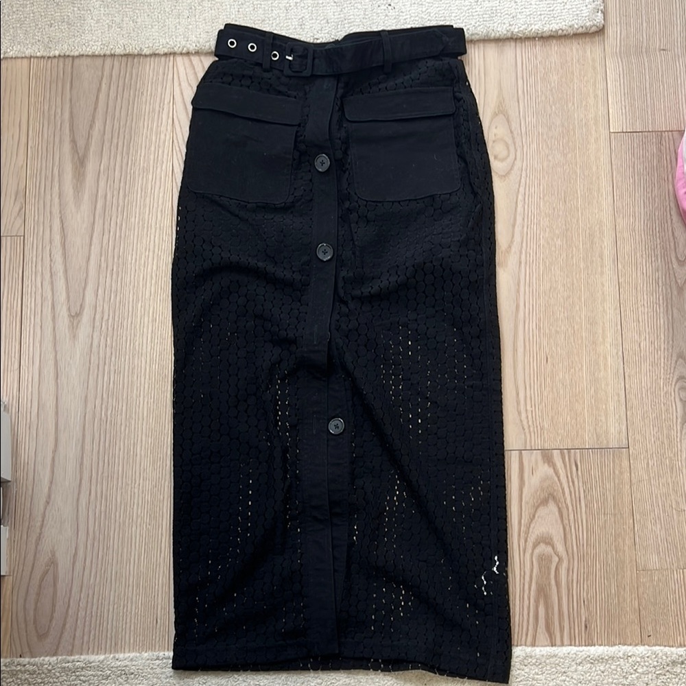 Solid and striped black skirt